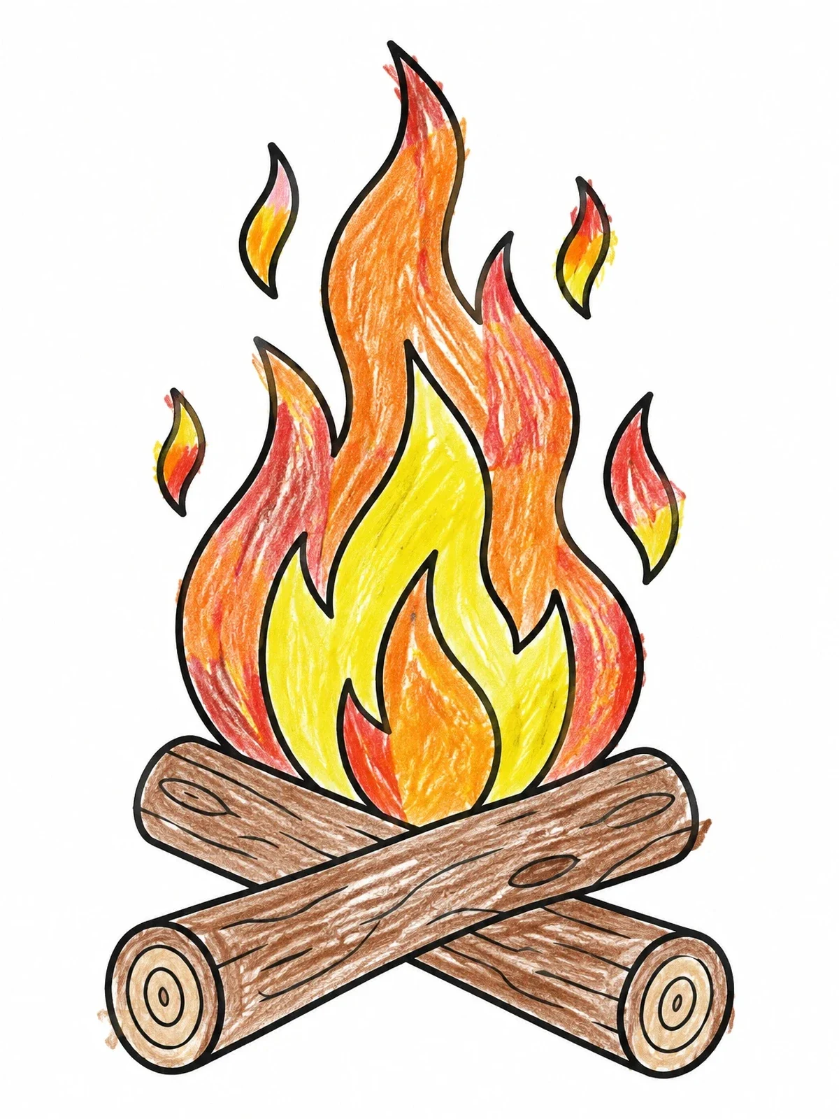 Colored example of the Cozy Campfire With Glowing Flames coloring page
