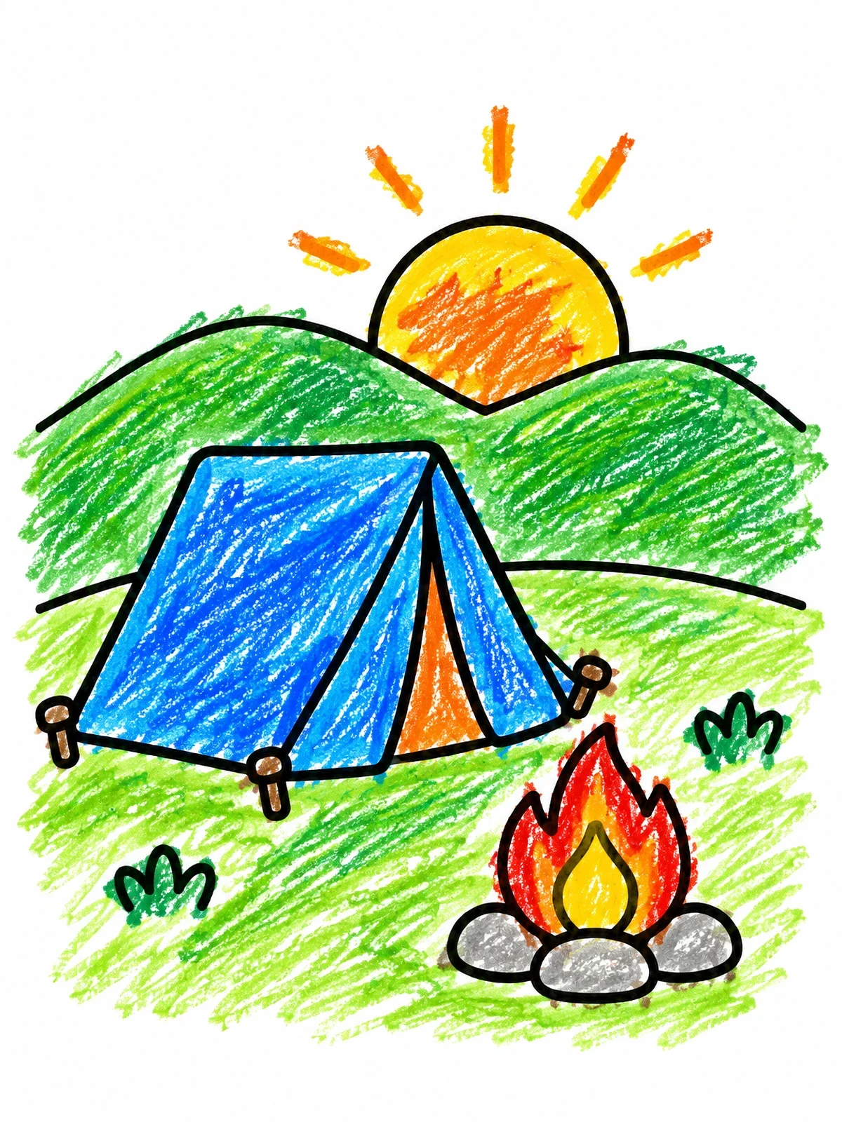 Colored example of the Cozy Camping Under The Sunset coloring page