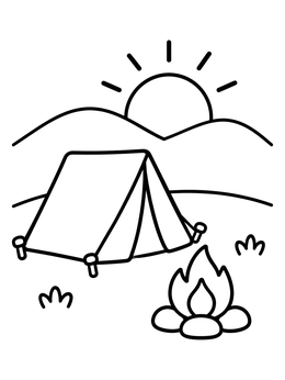 Free printable Cozy Camping Under The Sunset coloring page