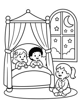 Free printable Cozy Canopy Bedtime Story coloring page
