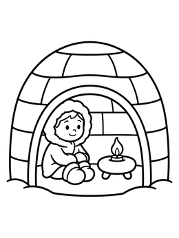 Free printable Cozy Child Inside A Snow Igloo coloring page