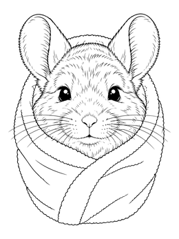 Free printable Cozy Chinchilla Wrapped In Blanket coloring page