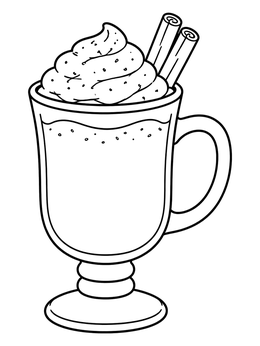 Free printable Cozy Christmas Eggnog Glass Mug coloring page