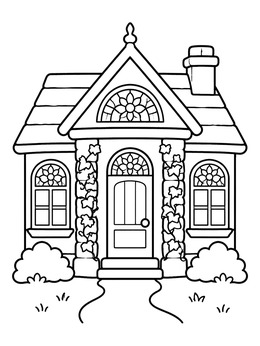 Free printable Cozy Country Victorian Cottage coloring page