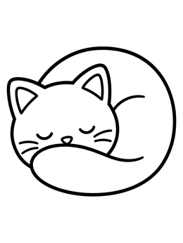 Free printable Cute Cat Curled Up Sleeping coloring page