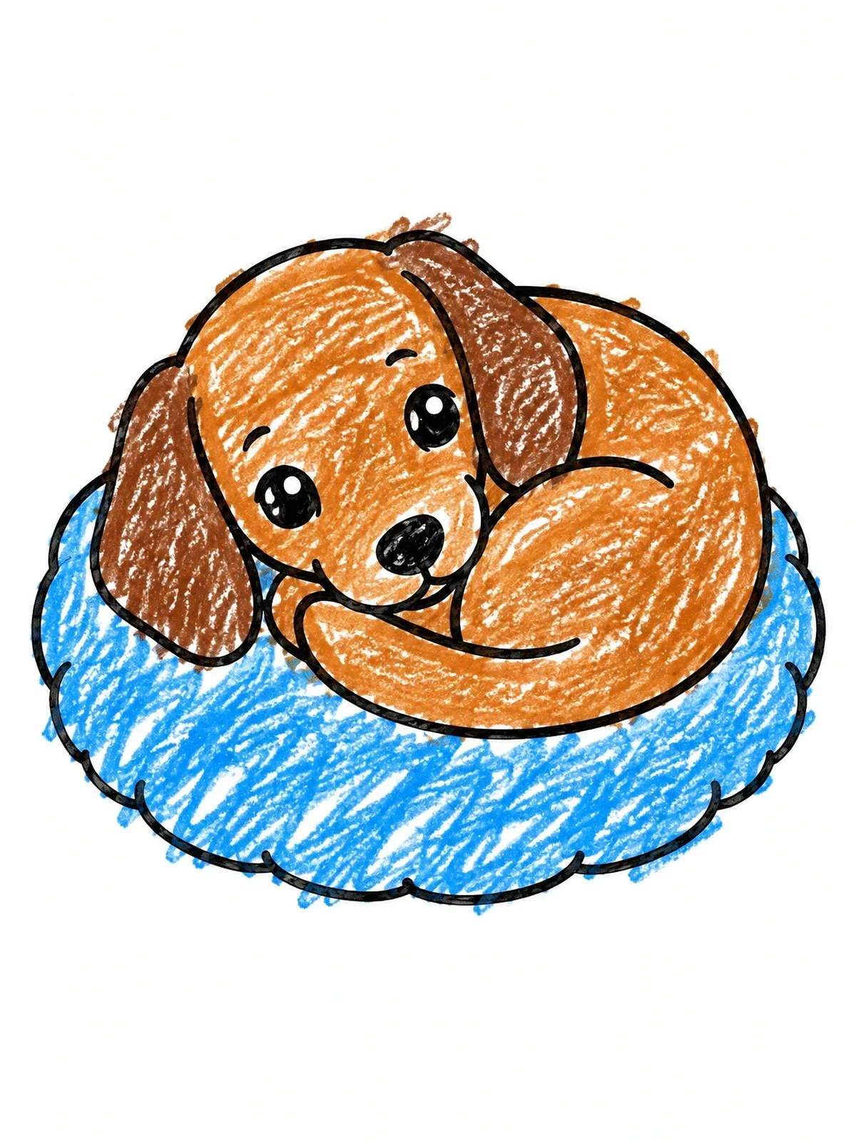 Colored example of the Cozy Dachshund Puppy On Cushion coloring page