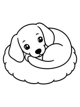 Free printable Cozy Dachshund Puppy On Cushion coloring page