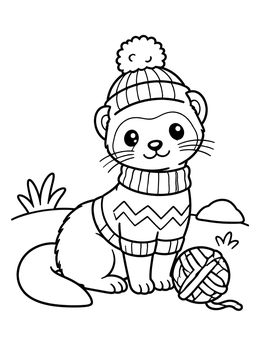 Free printable Cozy Ferret In Winter Sweater coloring page