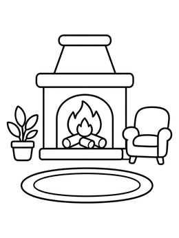 Free printable Cozy Fireplace And Armchair coloring page
