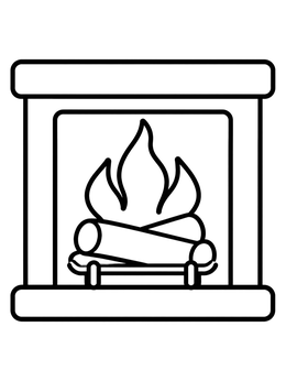 Free printable Cozy Fireplace With Burning Logs coloring page
