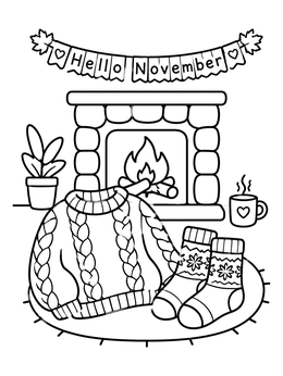 Free printable Cozy Fireplace And Warm Sweater coloring page