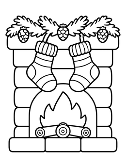 Free printable Cozy Fireplace With Warm Stockings coloring page