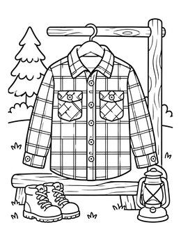 Free printable Cozy Flannel Shirt Outdoors coloring page