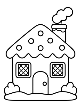 Free printable Cozy Gingerbread House With Chimney coloring page