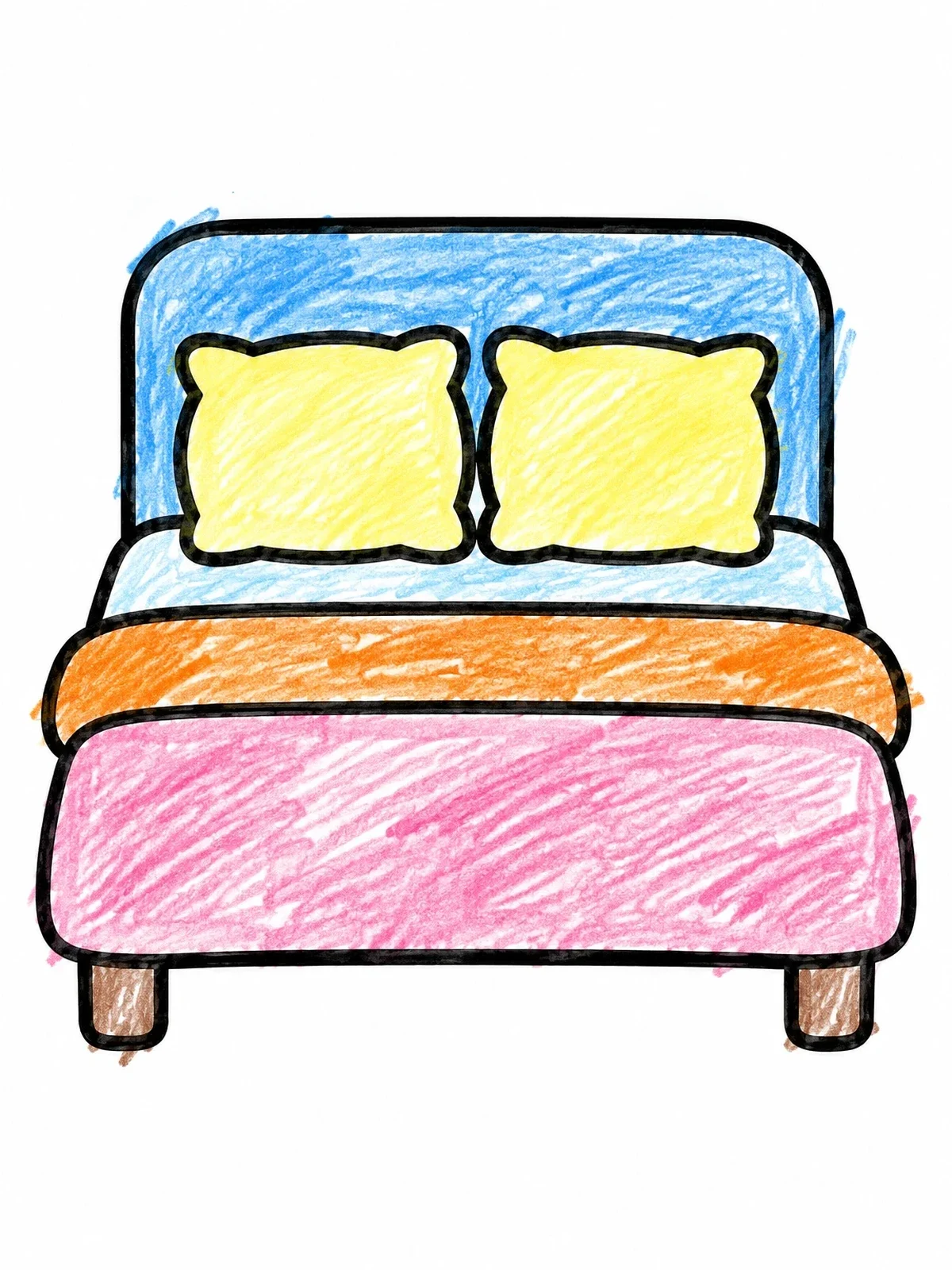 Colored example of the Cozy Hotel Bed With Pillows coloring page