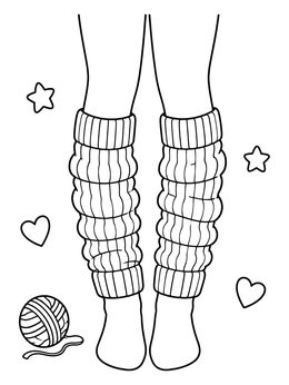 A pair of knitted leg warmers in this cozy dance coloring page.