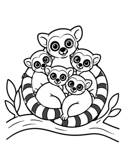 Free printable Cozy Lemur Troop Huddle coloring page