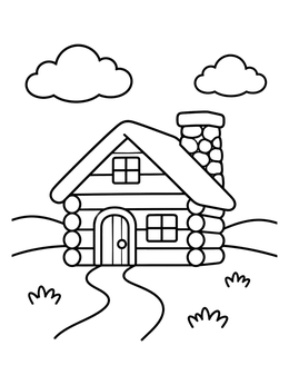 Free printable Cozy Log Cabin On The Prairie coloring page