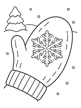 Free printable Cozy Mitten With Snow Crystal coloring page