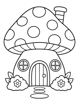 Free printable Cozy Mushroom House coloring page