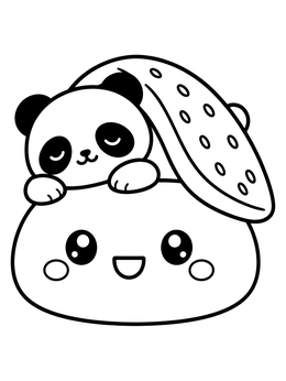 Free printable Cozy Panda On Mochi Bun coloring page