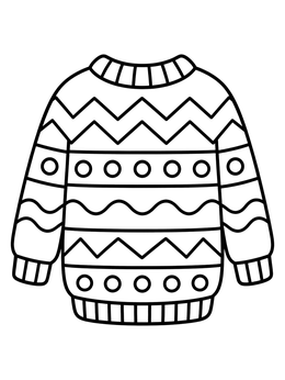 Free printable Cozy Patterned Ugly Sweater Outline coloring page