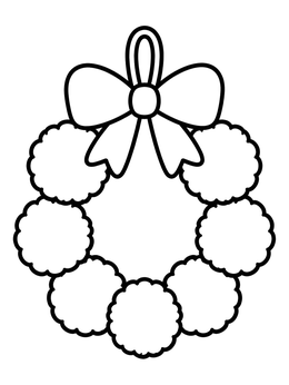 Free printable Cozy Pom Pom Wreath With Bow coloring page