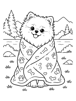 Free printable Cozy Pomeranian Wrapped In A Blanket coloring page