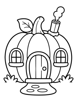 Free printable Cozy Pumpkin Fairy House coloring page