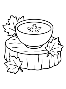 Free printable Cozy Pumpkin Soup On Wood Stump coloring page