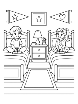 Free printable Cozy Shared Children's Bedroom coloring page