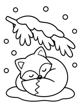 Free printable Cozy Sleeping Fox In Winter coloring page
