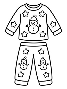 Free printable Cozy Snowman Pajama Set coloring page
