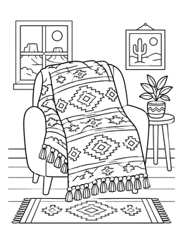 Free printable Cozy Southwestern Blanket On Armchair coloring page