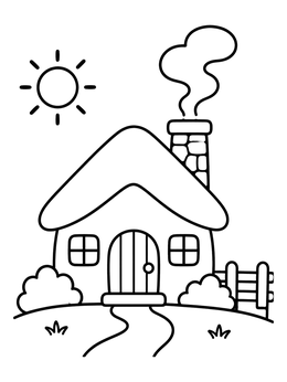 Free printable Cozy Sunny Cottage With Chimney coloring page