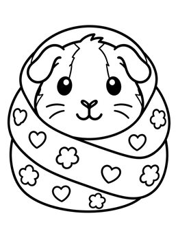 Free printable Cozy Swaddled Guinea Pig coloring page
