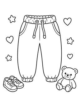 Free printable Cozy Sweatpants With Bear And Sneakers coloring page