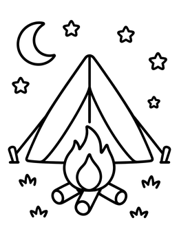 Free printable Cozy Camping Tent And Campfire coloring page