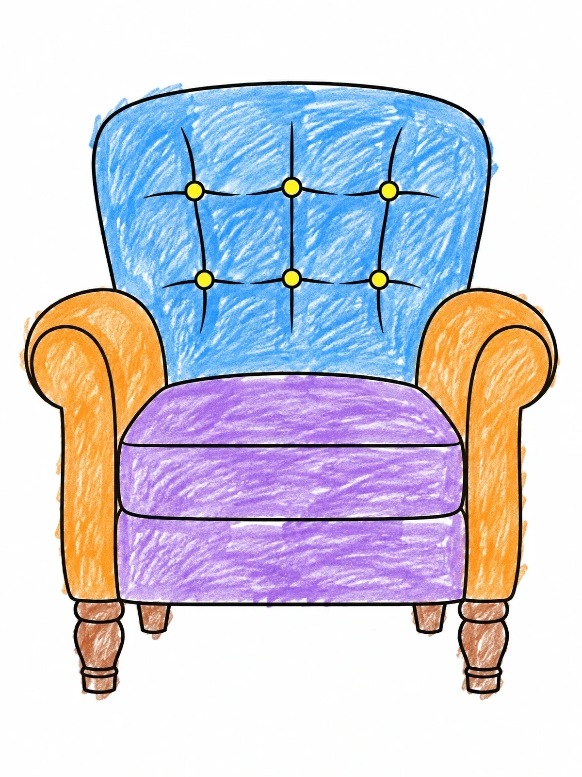 Colored example of the Cozy Tufted Living Room Armchair coloring page