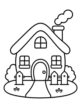 Free printable Cozy Village Cottage With Garden coloring page