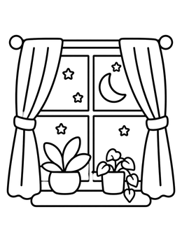 Free printable Cozy Window At Night coloring page