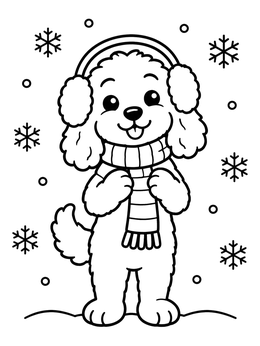 Free printable Cozy Winter Cockapoo In Scarf coloring page