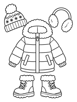 Free printable Cozy Winter Jacket And Accessories coloring page