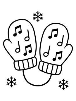 Free printable Cozy Winter Mittens With Musical Notes coloring page