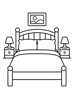 Free printable Cozy Wooden Bed With Nightstands coloring page