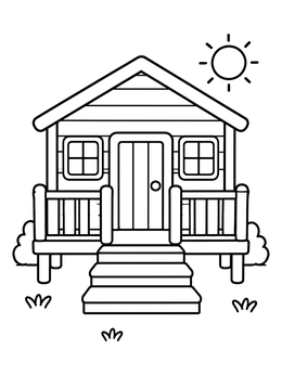 Free printable Cozy Wooden Playhouse Cabin coloring page