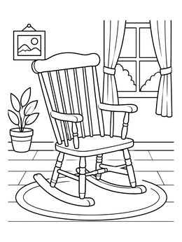Free printable Cozy Wooden Rocking Chair coloring page