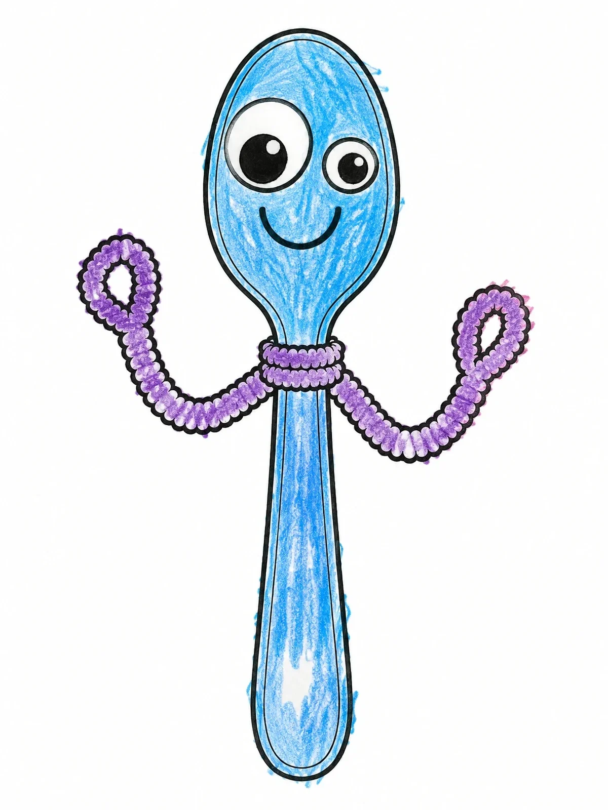 Colored example of the Craft Spoon Puppet Toy coloring page
