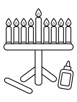 Free printable Craft Stick Hanukkah Menorah coloring page