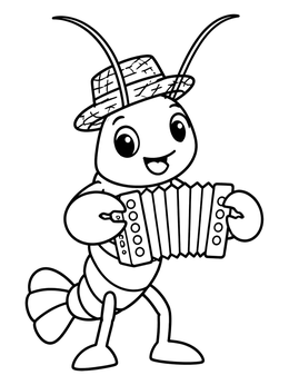 Free printable Happy Crawfish Playing Accordion coloring page